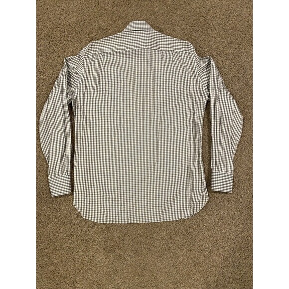 Ermenegildo Zegna Button Down Shirt Dark Green & Gray Plaid Size 42 / 16 1/2 - Picture 6 of 10